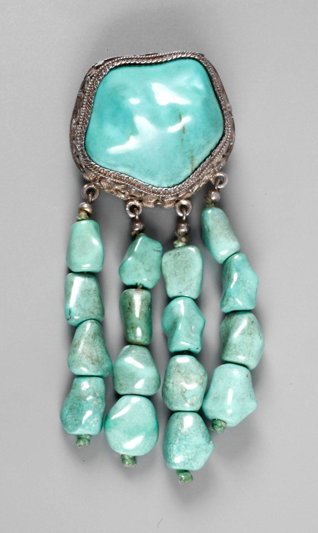 China Silberbrosche mit Türkisen