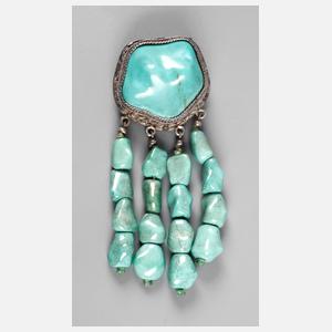 China Silberbrosche mit Türkisen