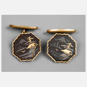 Paar Manschettenknöpfe Asiatika