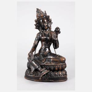 Bronzeplastik Grüne Tara