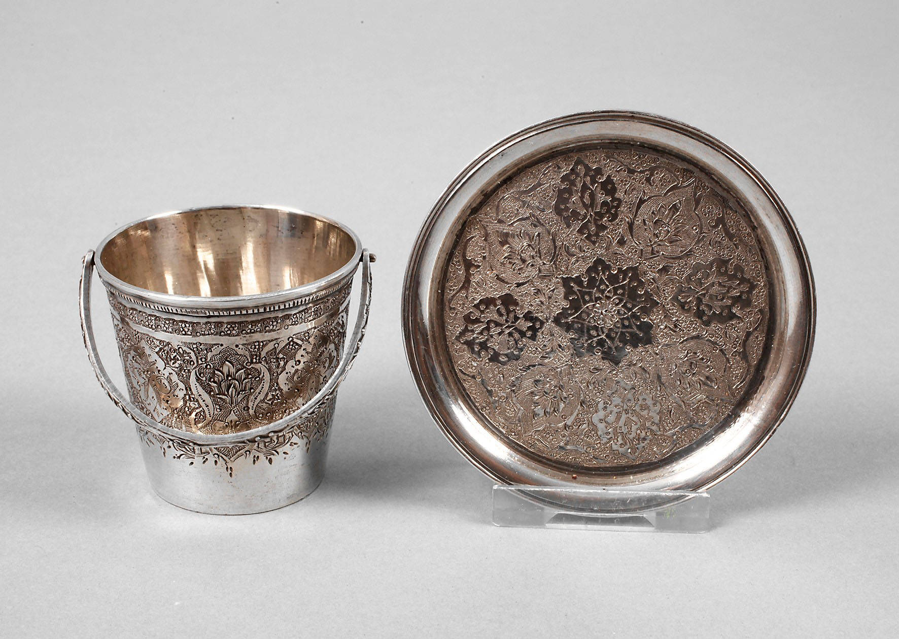 Silber Miniatureimer und Teller Persien