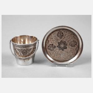 Silber Miniatureimer und Teller Persien