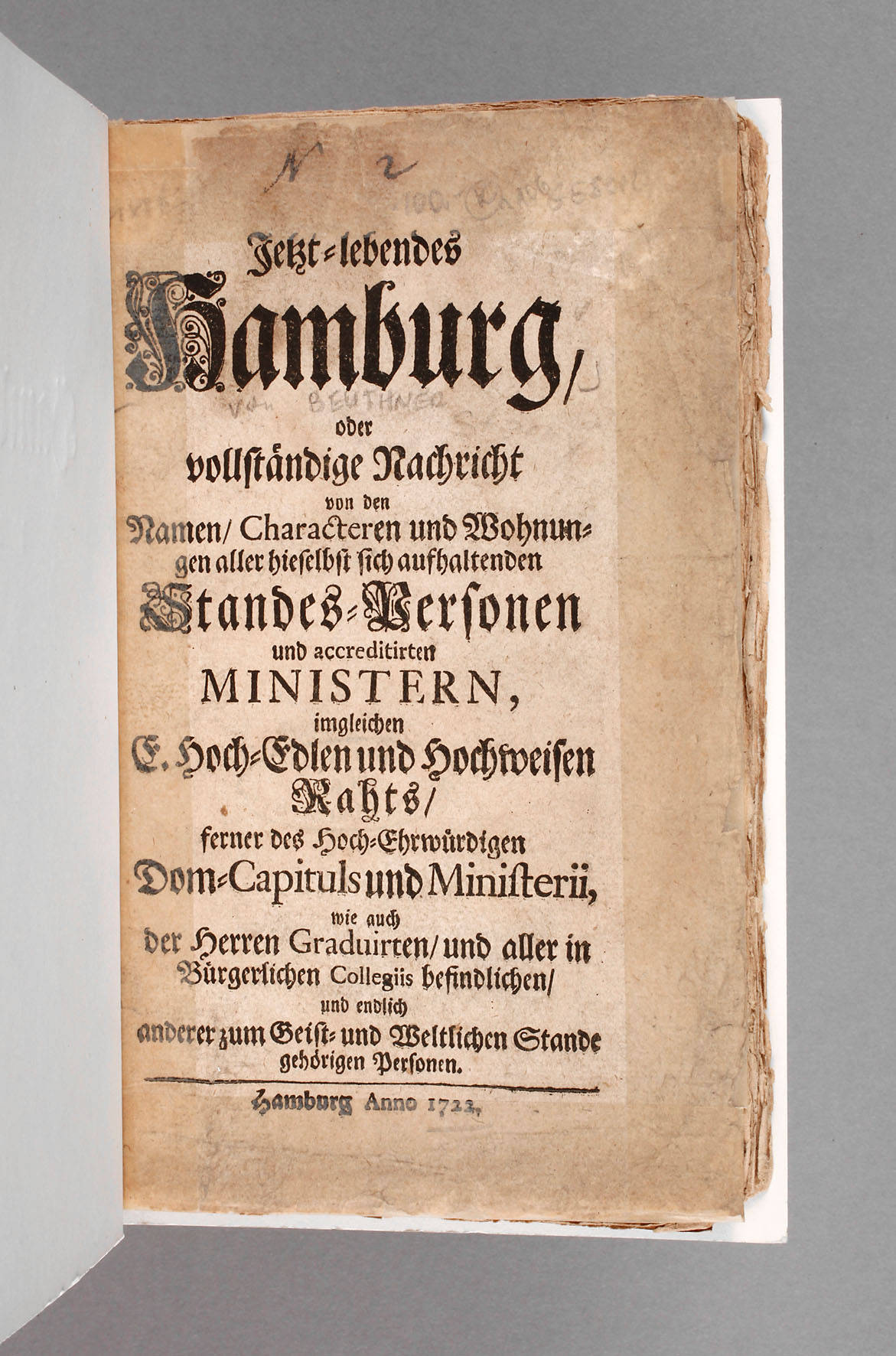 Jetzt-lebendes Hamburg 1722