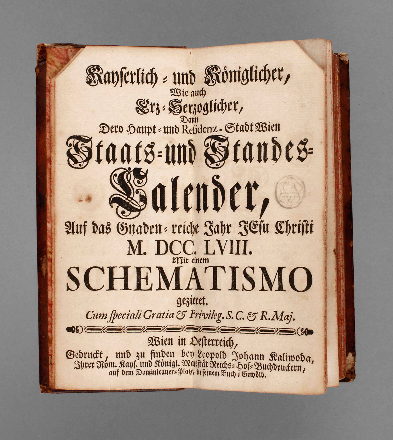 Staats- und Standes-Kalender Wien 1758