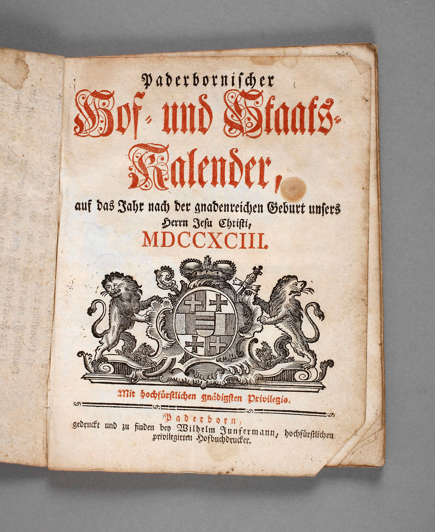 Paderbornischer Hof- und Staats-Kalender 1793