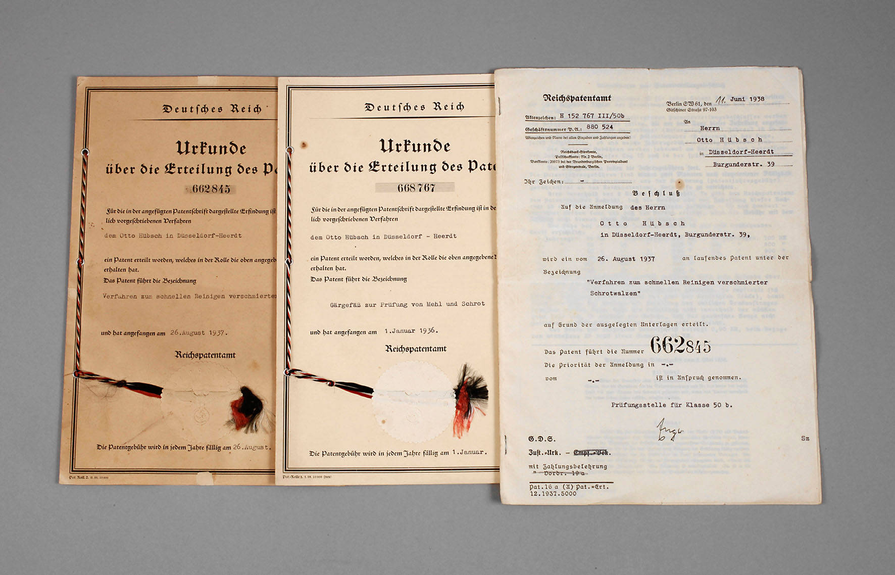 Konvolut Patentdokumente 3. Reich