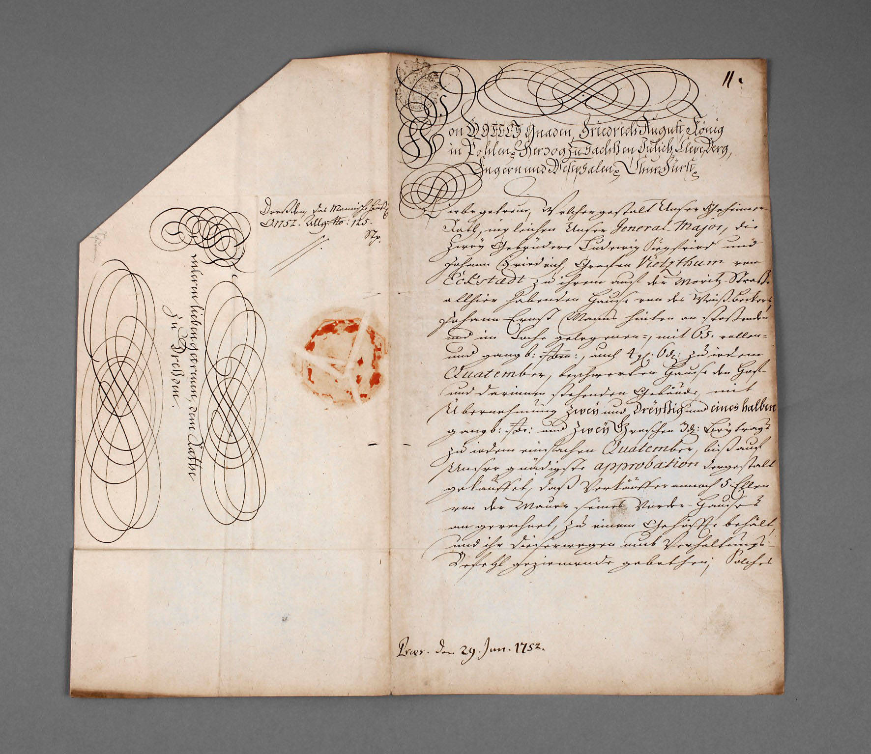 Amtliches Schreiben Dresden 1752