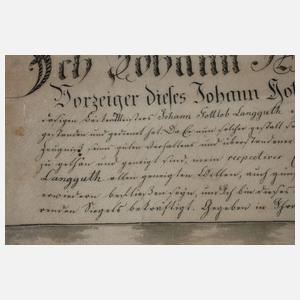 Urkunde des Hofgärtners zu Hildburghausen