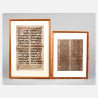 Zwei Pergamentblätter mit biblischen Texten111