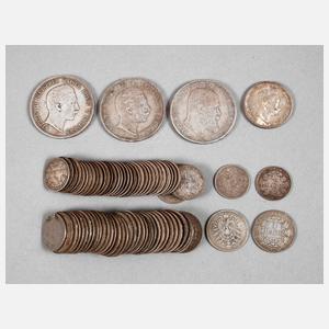 Konvolut Silbermünzen Kaiserreich