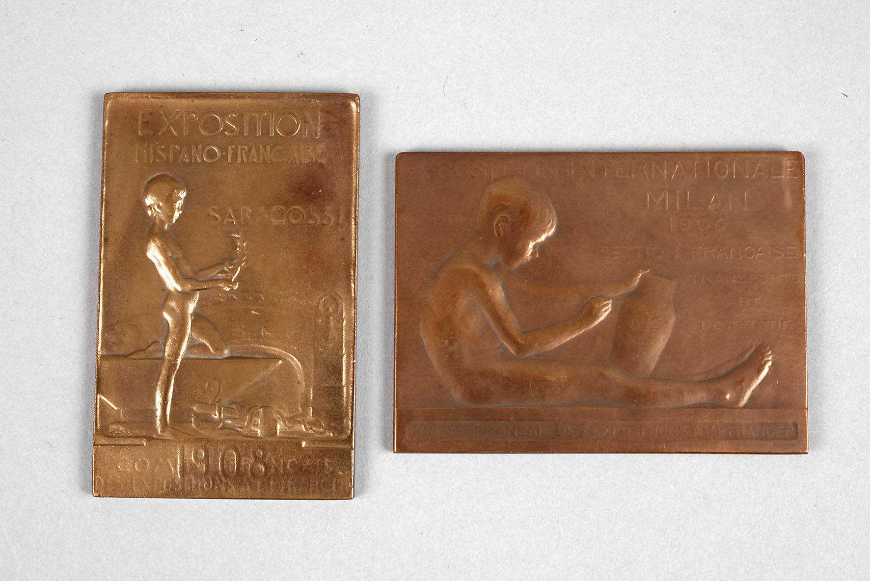 Paar Ausstellungsmedaillen Saragossa und Mailand