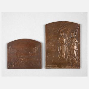 Paar Ausstellungsplaketten London/Liege