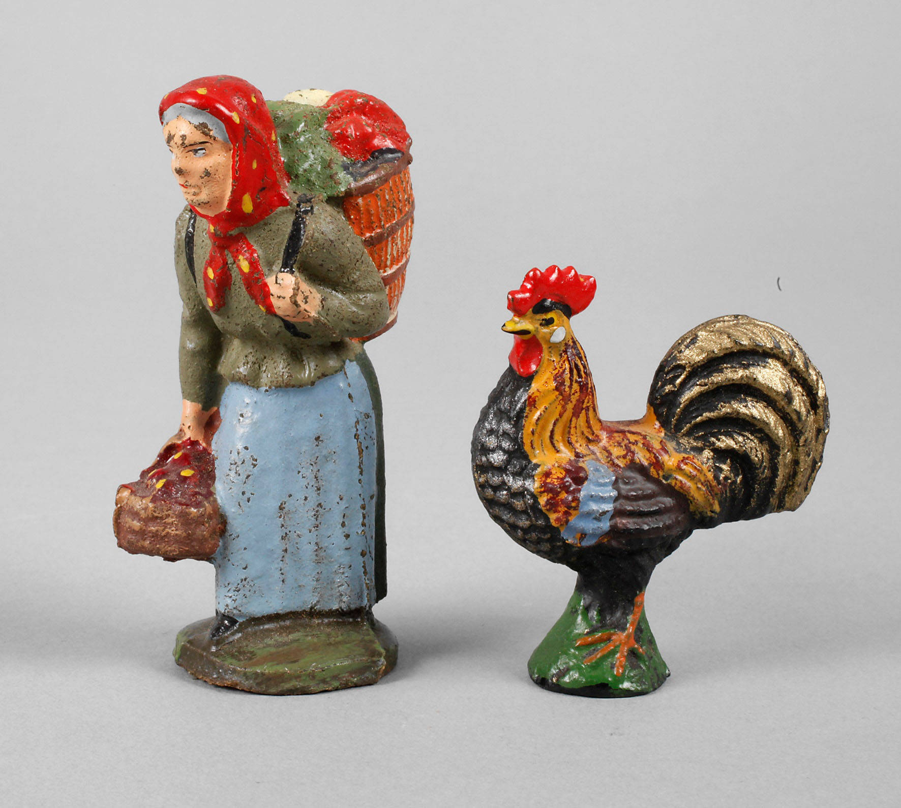 Lineol Marktfrau und Hahn