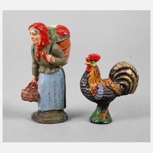 Lineol Marktfrau und Hahn