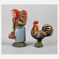 Lineol Marktfrau und Hahn111