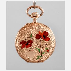 Hängeuhr Gold mit Email