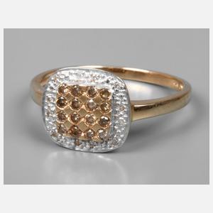 Damenring mit weißen und braunen Diamanten
