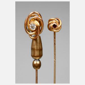 Paar Krawattennadeln Gold