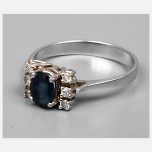Brillantring mit Saphir