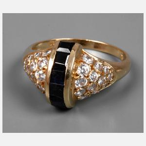 Brillantring mit Saphir