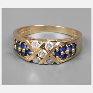 Damenring mit Saphiren und Zirkonias