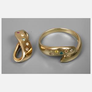 Schmuckset mit Farbbrillanten