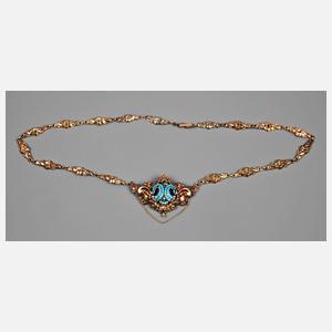 Biedermeiercollier mit Türkisbesatz