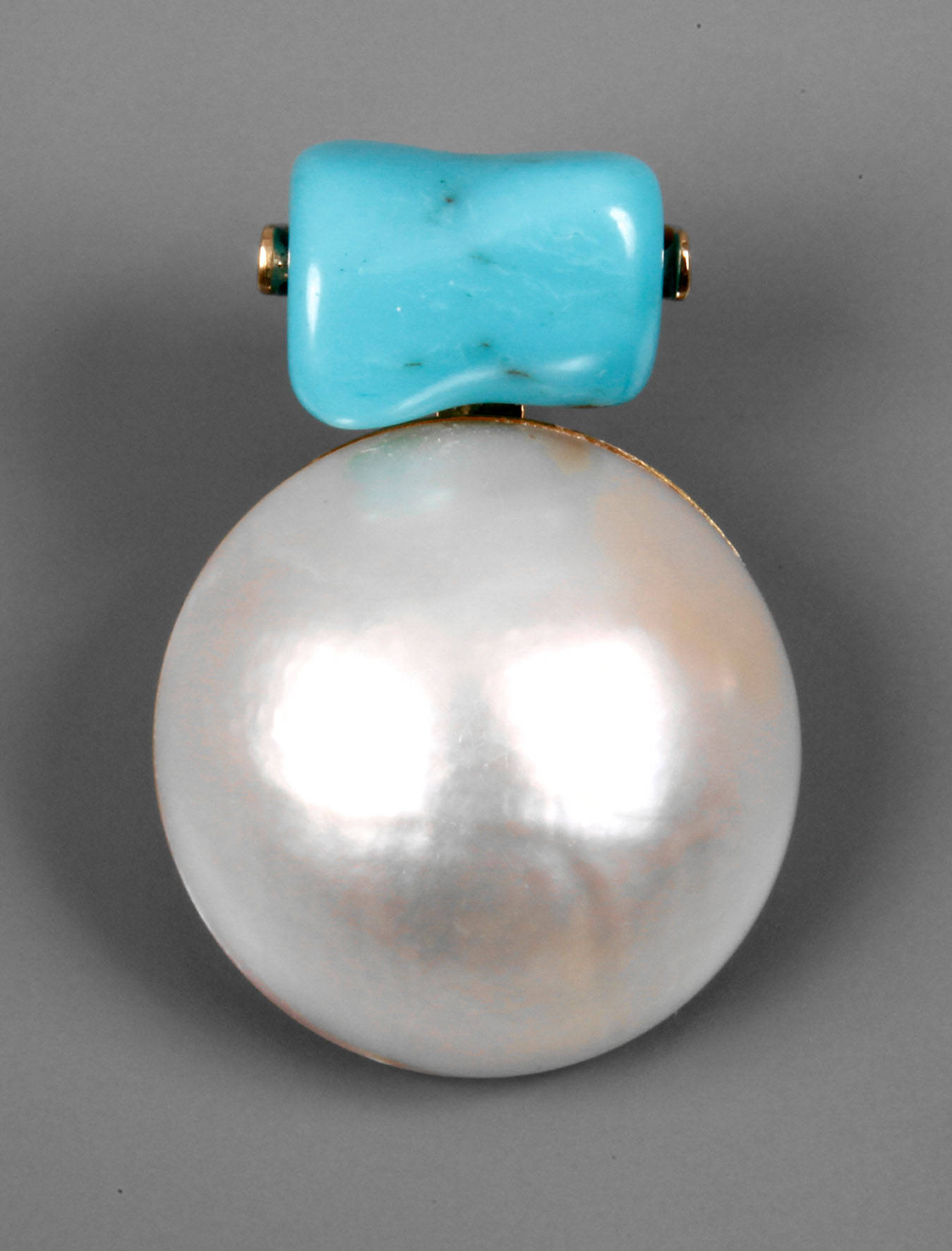 Designanhänger mit Mabéperle und Türkis