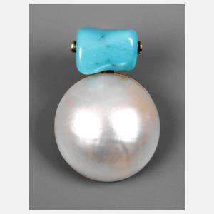 Designanhänger mit Mabéperle und Türkis