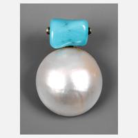 Designanhänger mit Mabéperle und Türkis111