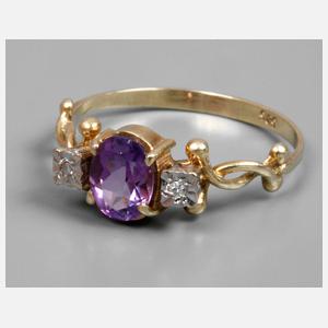 Ring Amethyst und Diamant