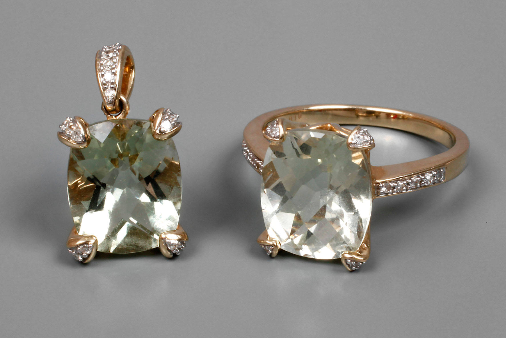 Schmuckset Ring und Anhänger mit Citrin