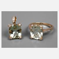 Schmuckset Ring und Anhänger mit Citrin111