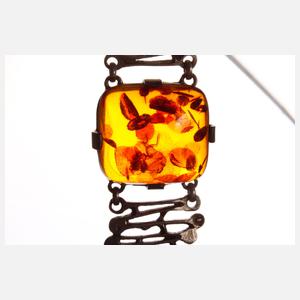 Silberarmband mit Bernsteinbesatz