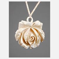 Geschnitzte Rose an Kette Elfenbein111