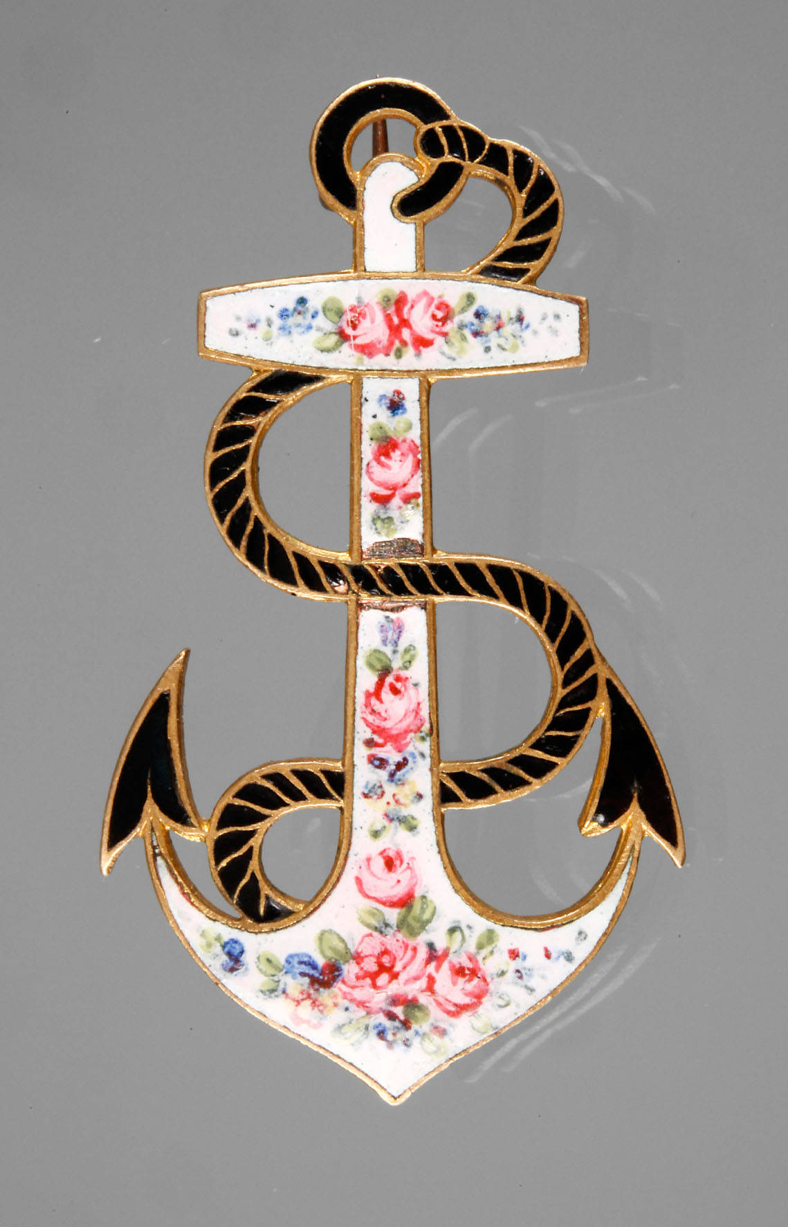 Emaillebrosche als Anker