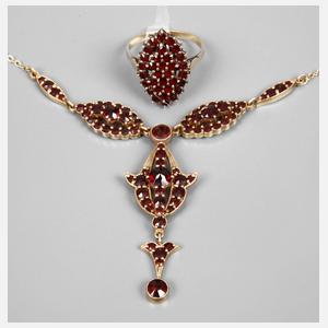 Granatcollier und Ring