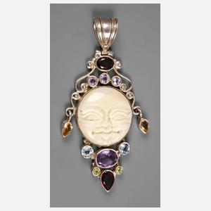 Gesichterbrosche Art déco