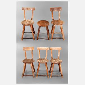 Sechs Arbeitsstühle AMA