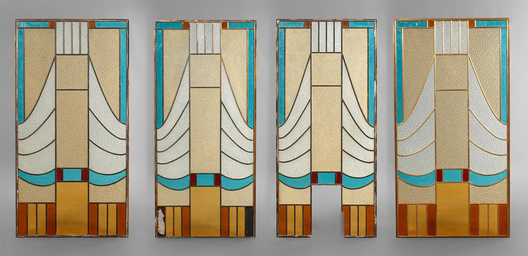 Vier Bleiglasfenster Jugendstil