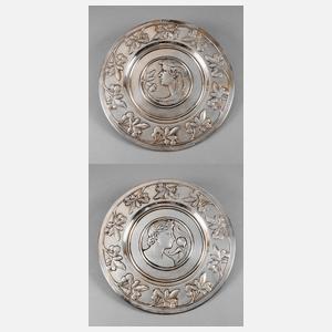 Paar große Jugendstil-Wandteller