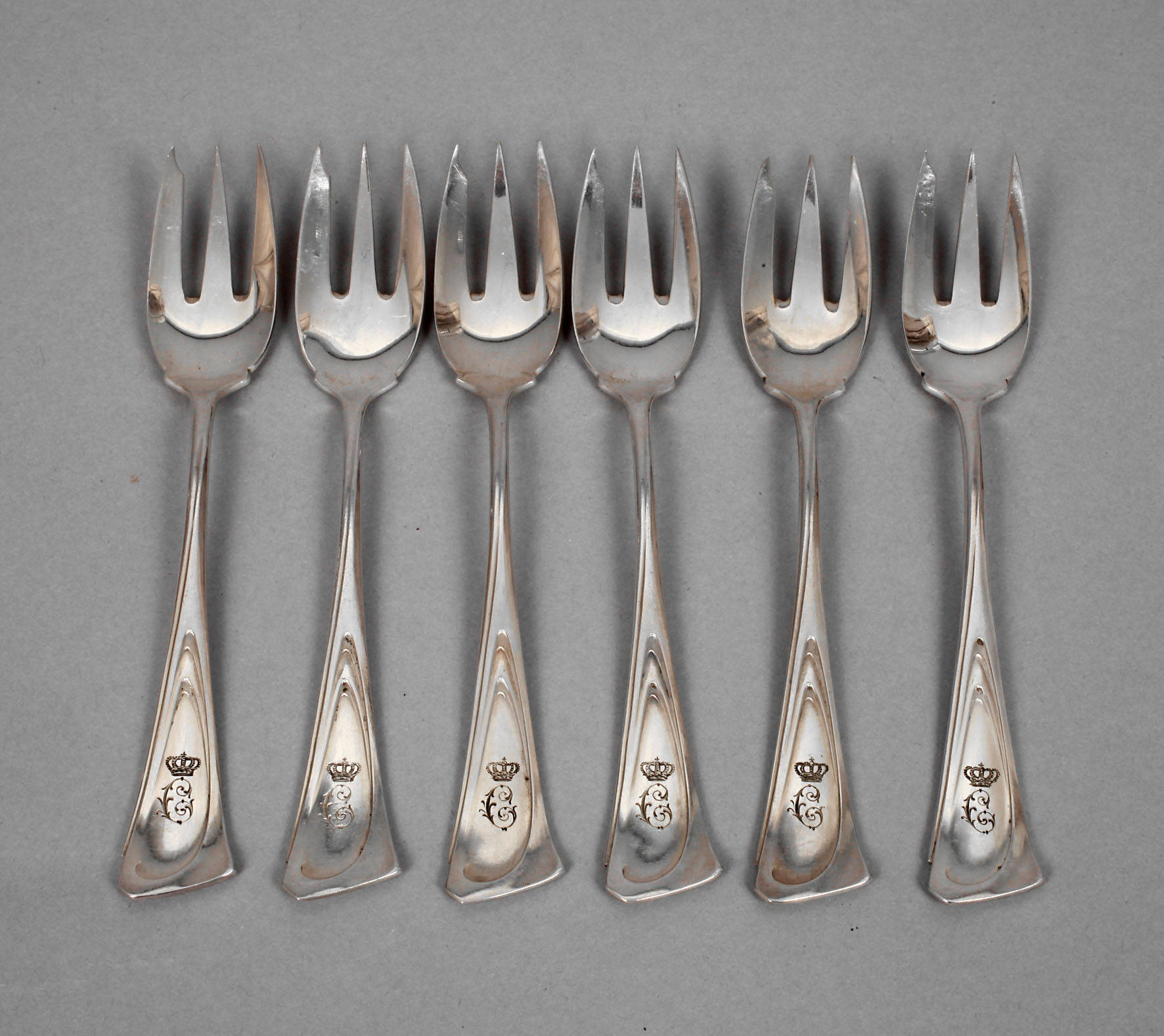 Sechs Kuchengabeln Carl Osswald