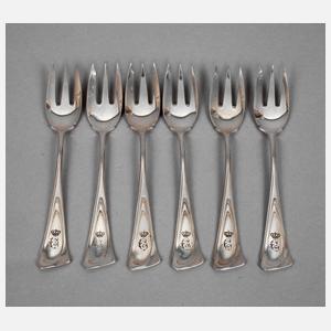 Sechs Kuchengabeln Carl Osswald