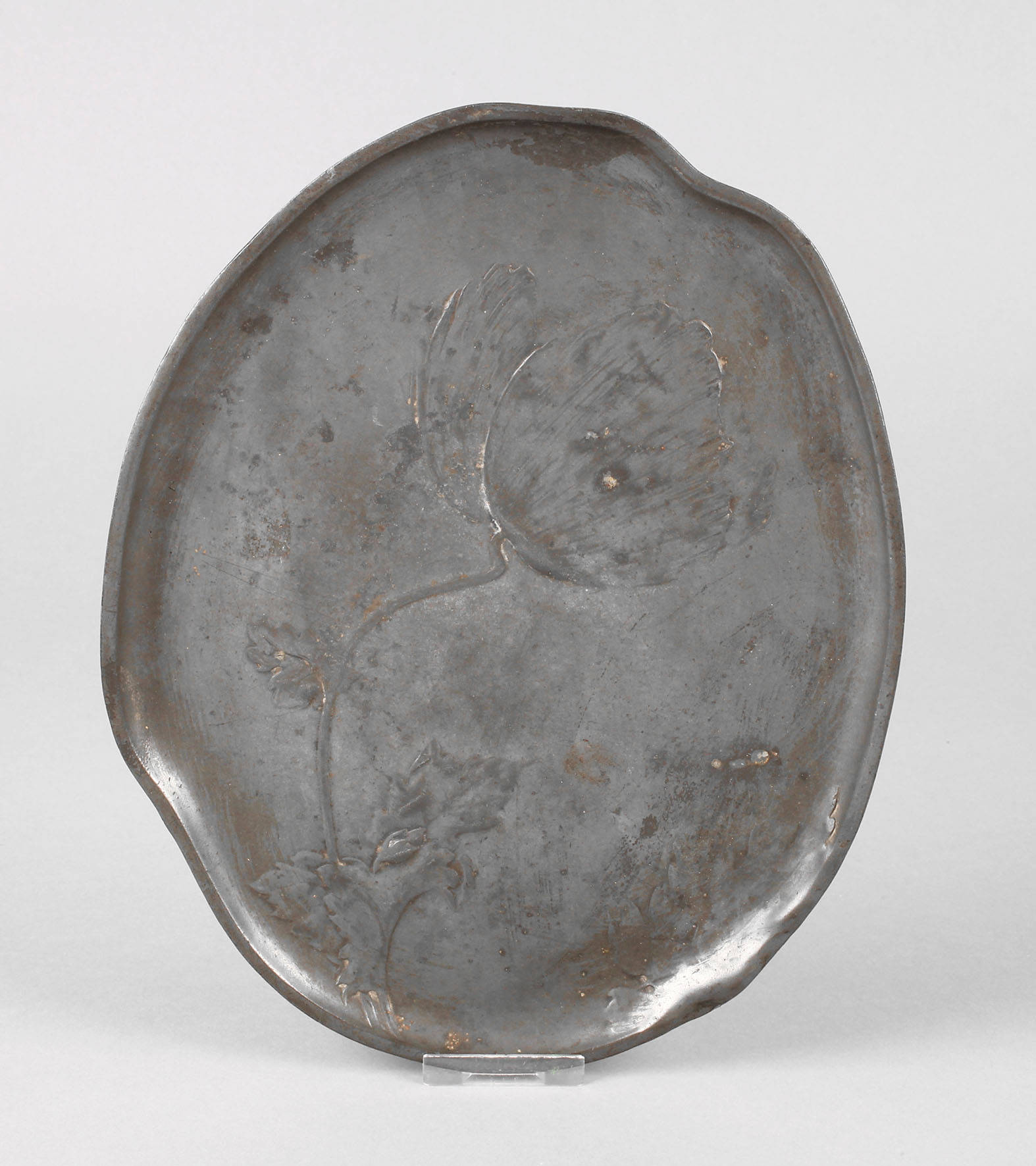 Kayserzinn Schale Mohnblumendekor