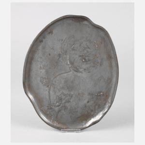 Kayserzinn Schale Mohnblumendekor