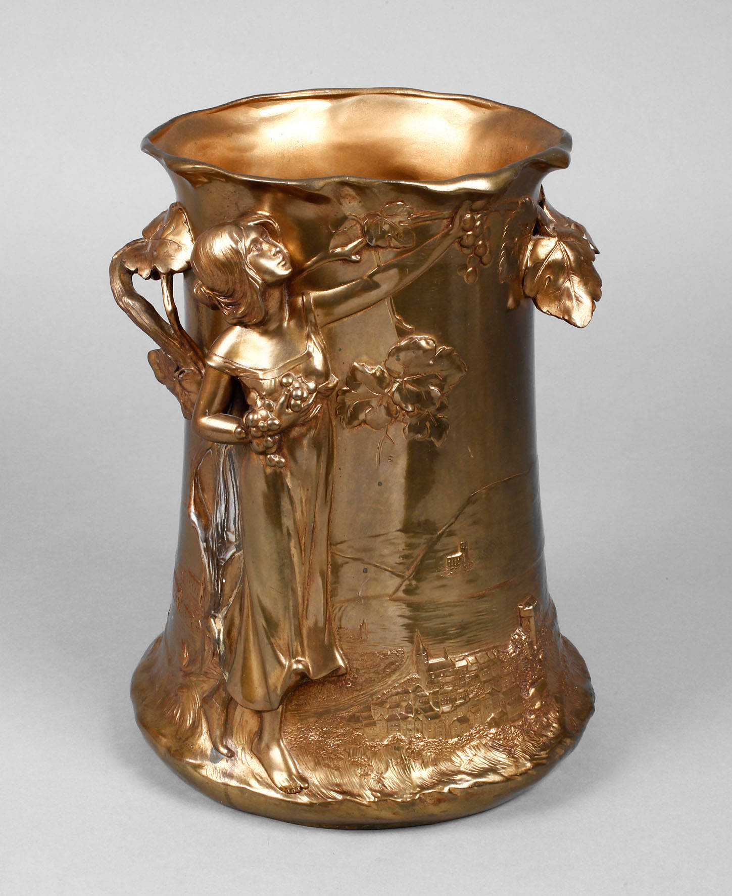 Jugendstil Sektkühler mit Rheinlandschaft