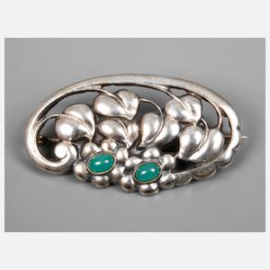 Jugendstilbrosche Chrysopras