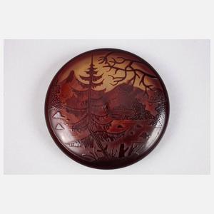 Émile Gallé Deckeldose Ätzglas