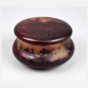 Émile Gallé Deckeldose Ätzglas