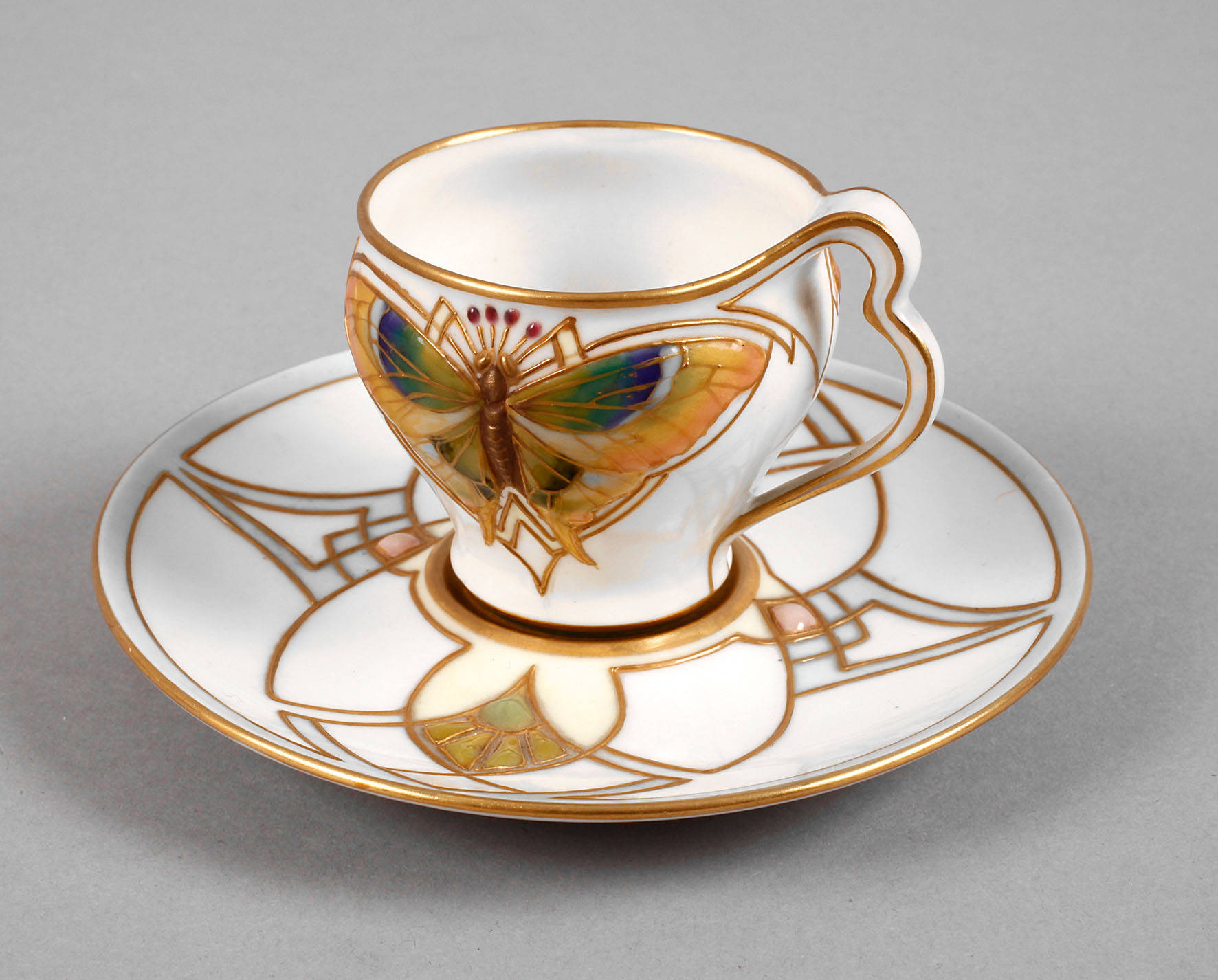 KPM Berlin Mokkatasse Schmetterlingsdekor